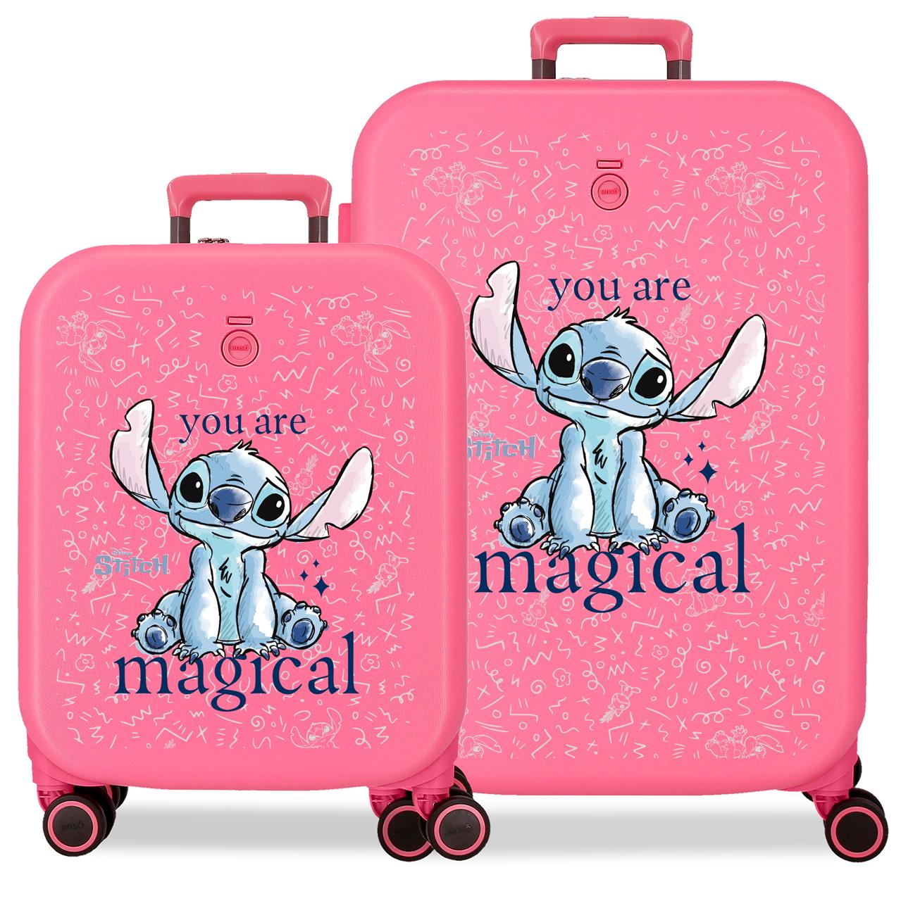 Juego de maletas Stitch you are magical fucsia 48x70x28 cm