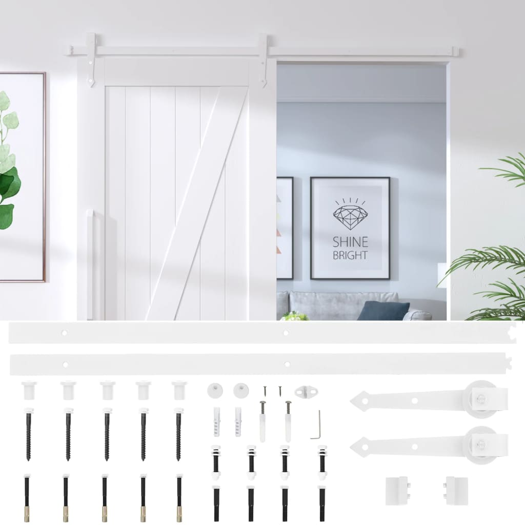 vidaXL Kit de Herrajes para Puerta Corredera 183cm Acero Bricolaje Hogar Color Negro,  Blanco, y mas