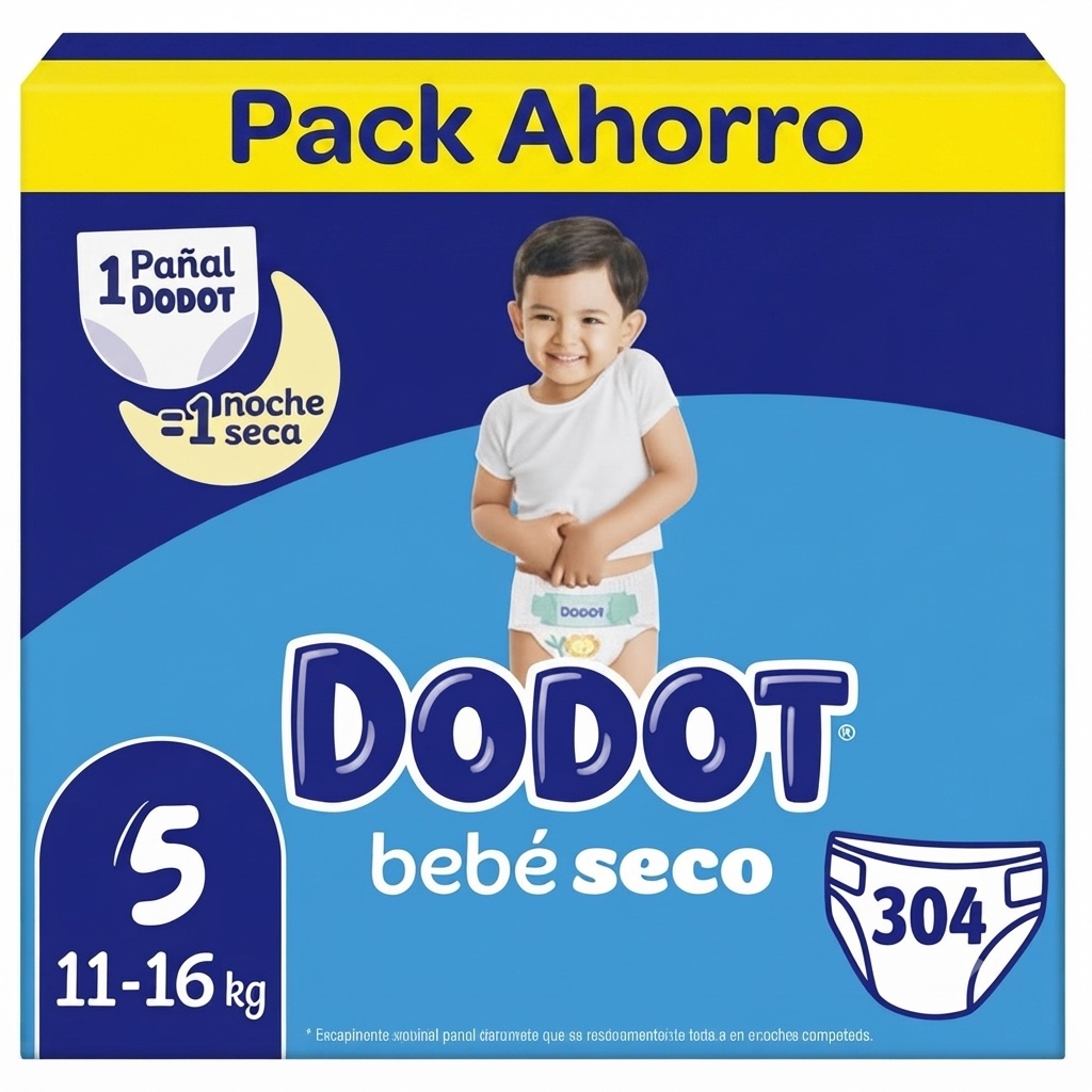 Dodot Bebé Seco - Pack Ahorro Pañales. Disponible en tallas 3, 4, 5, 6 y 7.