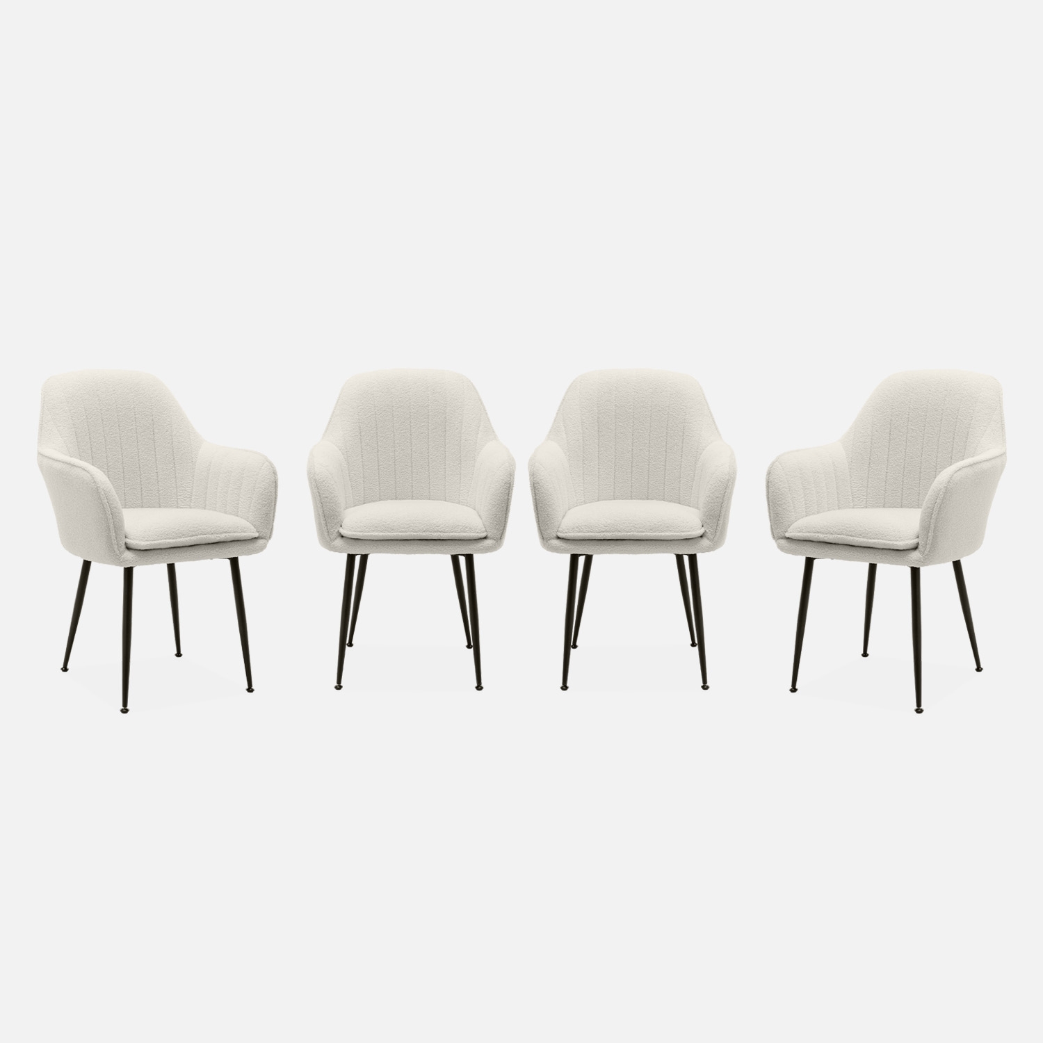 sweeek - Sillón borreguito con patas de metal, set de 4 , Shella , 57x59x84