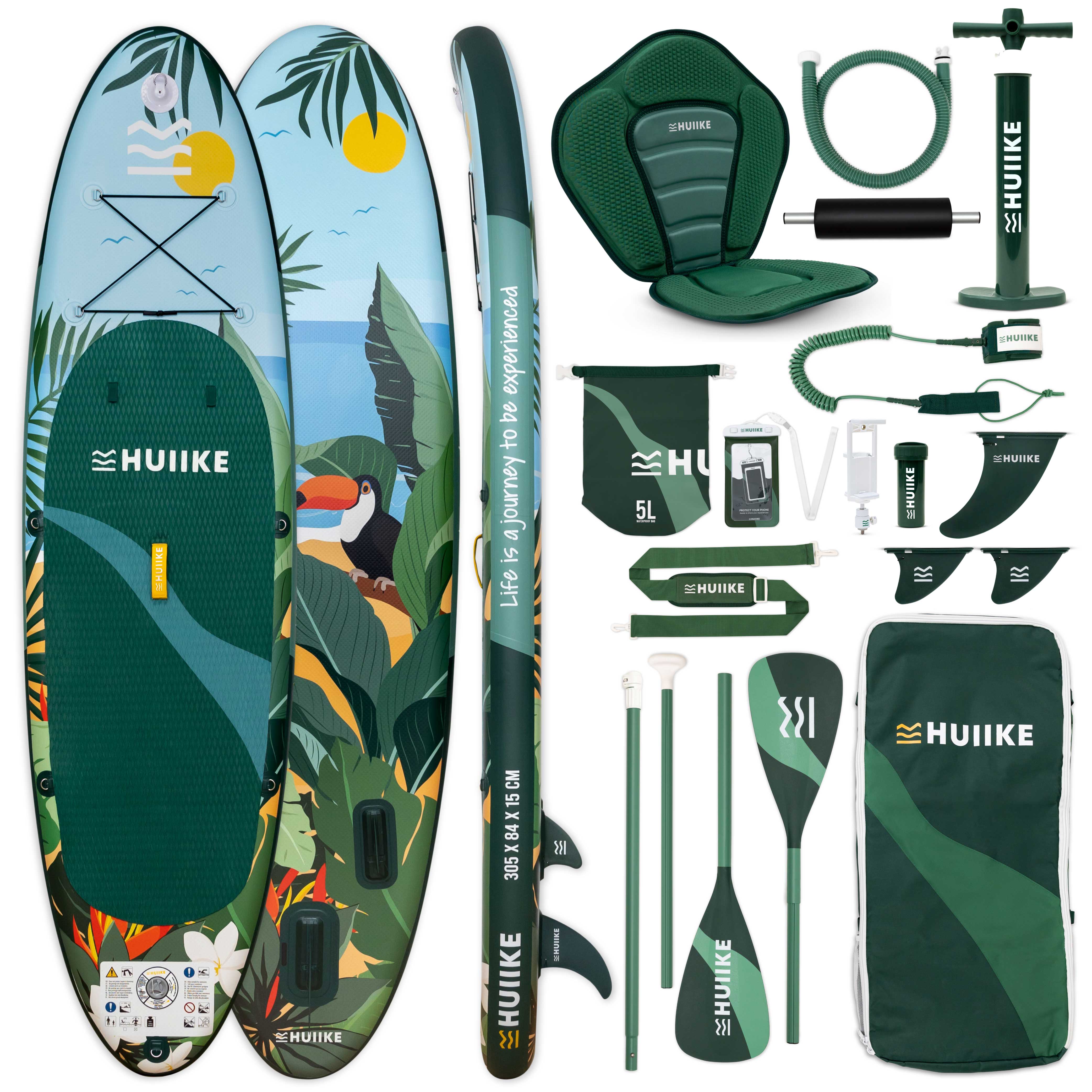 Tabla Paddle Surf Hinchable con Accesorios Premium - HUIIKE | Tabla Padel Surf Hinchable con Remo Doble Uso y Asiento Kayak | Stand Up Paddle Board SUP con Gran Estabilidad y Resistencia | Pádel Surf