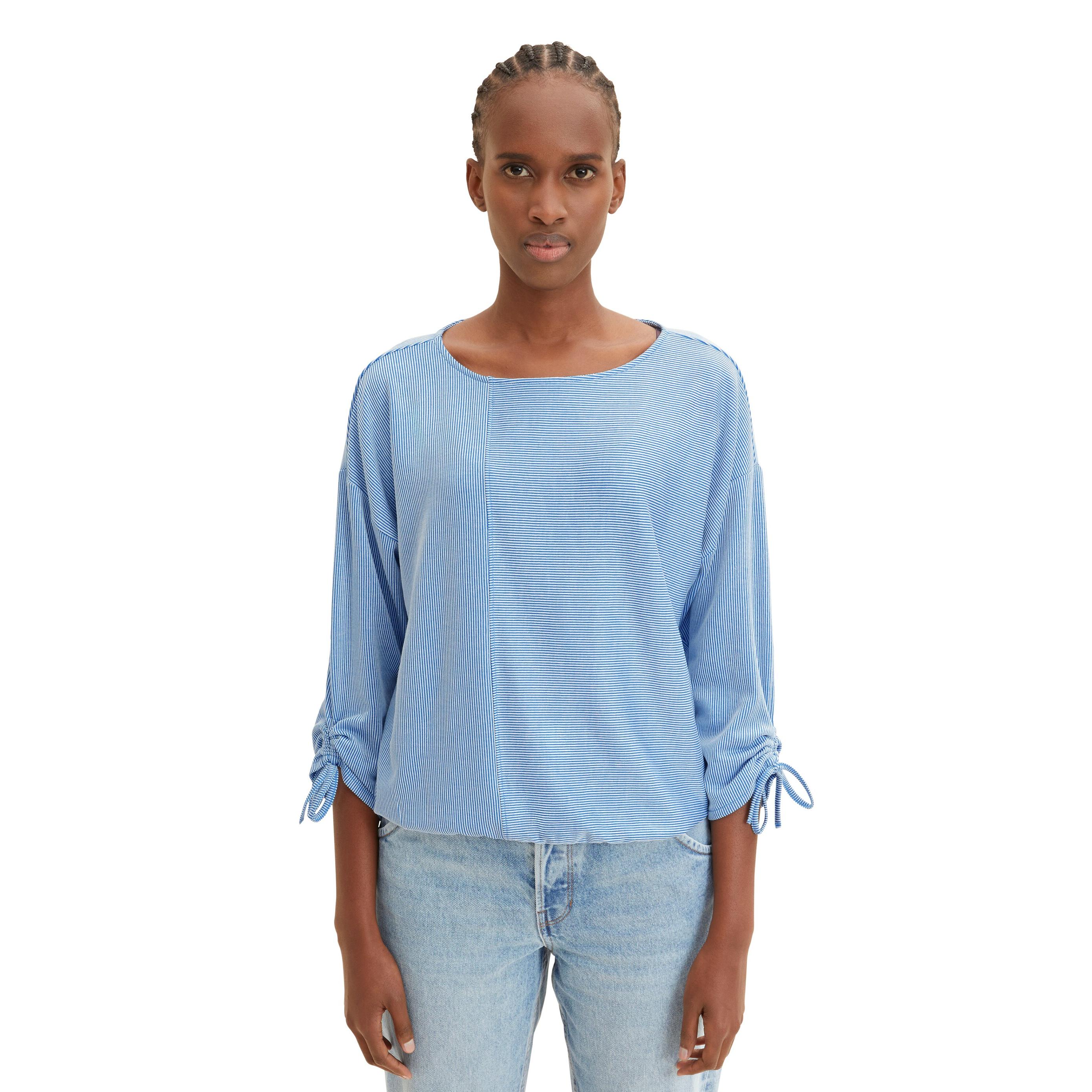 TOM TAILOR Camiseta de mujer de rayas con manga francesa