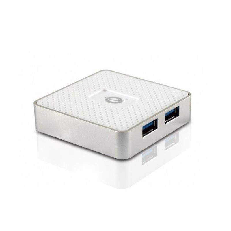 Hub Usb 3.0 Conceptronic Hubbies03w 4 Puertos Usb 3.0 Con Alimentador Color Blanco