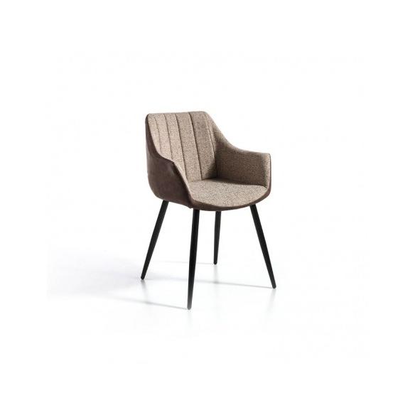 MOMMA HOME Set de 2 Sillas - Modelo Sacramento - Color Beige/Marron - Material Ecopiel/Tela - Medidas 58 x 55 x 83 cm Raíz Sillas de Comedor Inicio Muebles de Salón y Hogar Sillas de comedor beige MommaHome