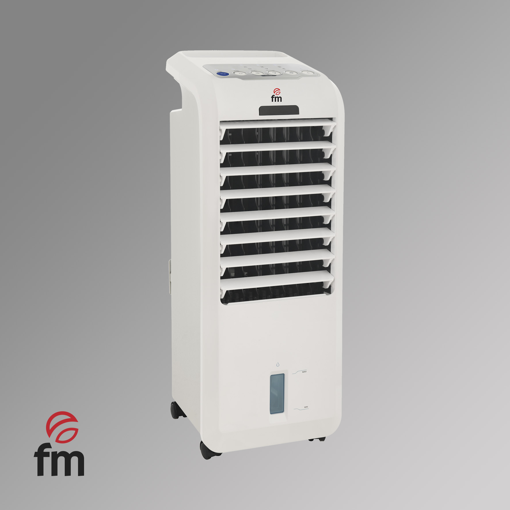 FM - Climatizador evaporativo FM CL-220 con depósito de 4 L, caudal 300 m³/h y mando a distancia para hogar y oficina, color beige