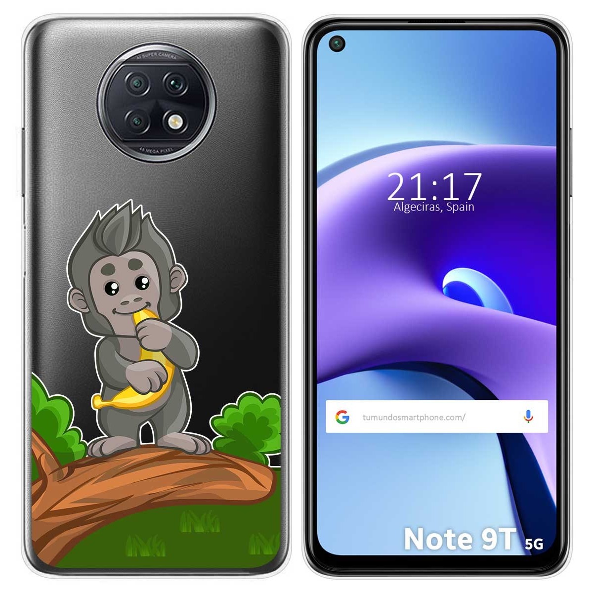 Tumundosmartphone Funda Gel Transparente para Xiaomi Redmi Note 9T 5G diseño Mono Dibujos