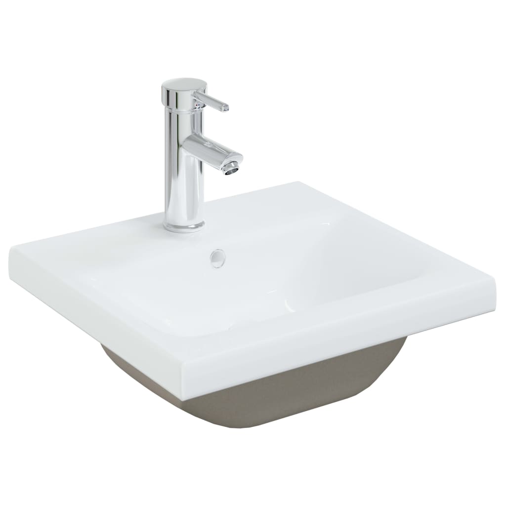 vidaXL Lavabo Empotrado con Grifo Cerámica Blanco Cuarto de Baño Dimensiones 42 x 39 x 18 cm,  61 x 39 x 18 cm,  81 x 39 x 18 cm y mas