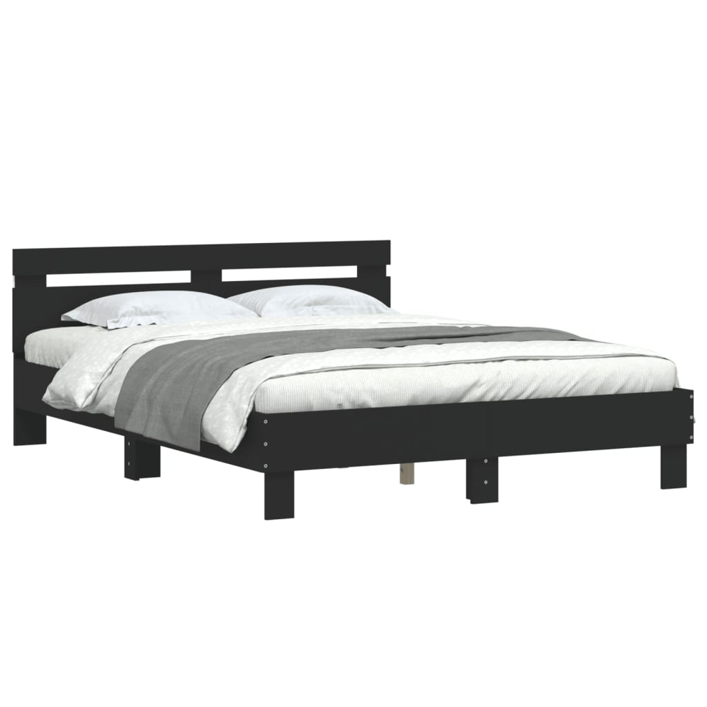 vidaXL Estructura de cama con LED sin colchón negra 150x200 cm