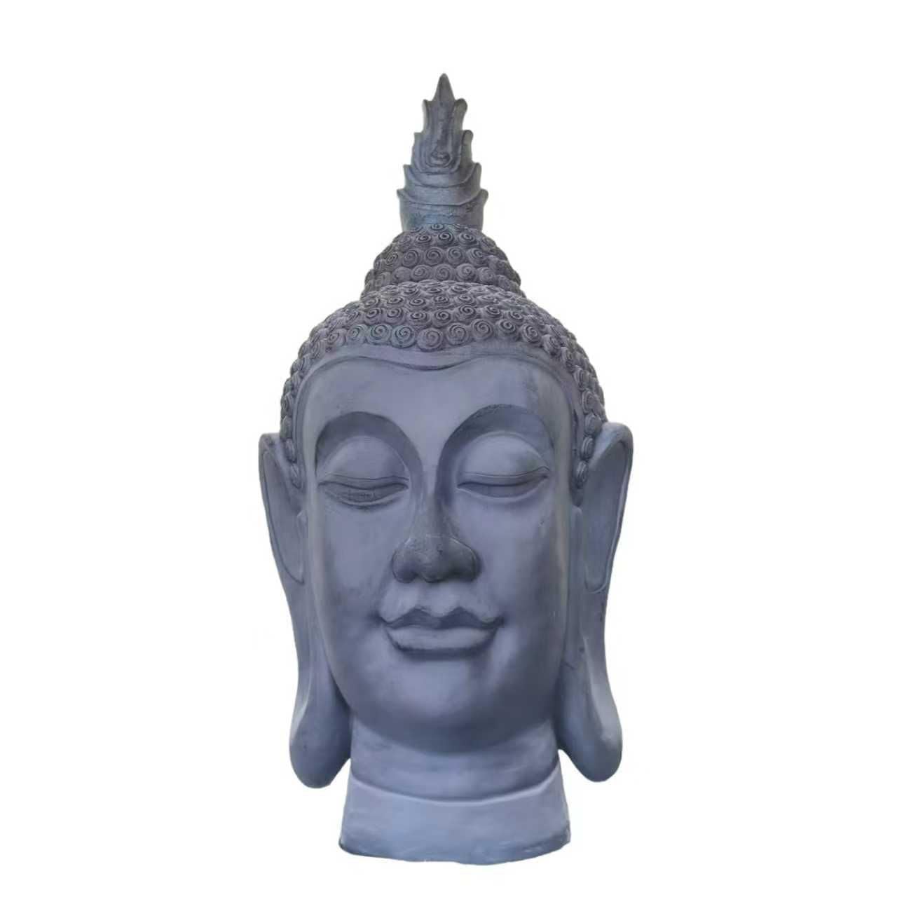 DUPI CABEZA de Buda Decorativa XL | Figura Estilo Zen y Oriental | Ideal para Jardin, Terraza o Interior | Poliresina | Peso 16 Kg | Altura 115 cm