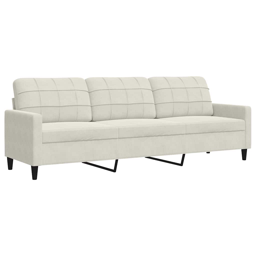 vidaXL Sofá de 3 plazas terciopelo color crema 210 cm