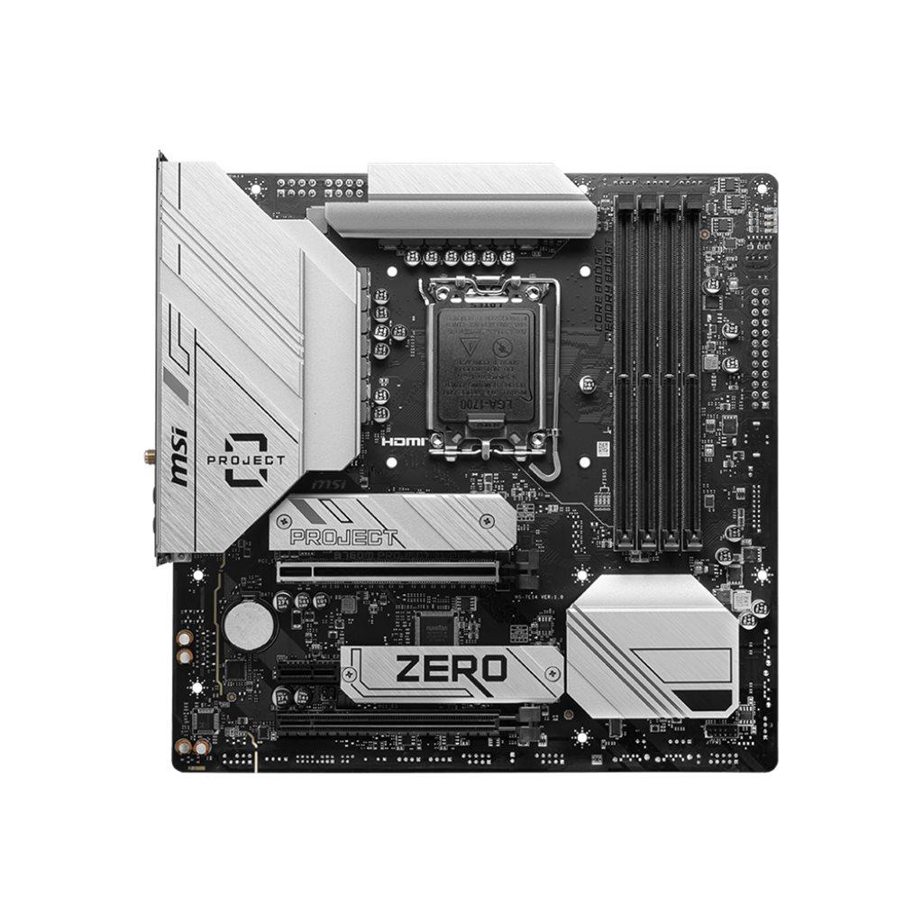 MSI B760M PROJECT ZERO | Familia de procesadores Intel | Zócalo del procesador LGA1700 | DDR5 | Interfaces de disco duro compatibles: SATA, M.2 | Número de puertos SATA: 4