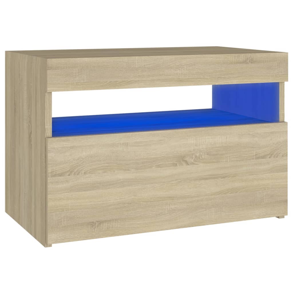 Vidaxl Mesita de Noche LED 60x35x40 Cm Blanco