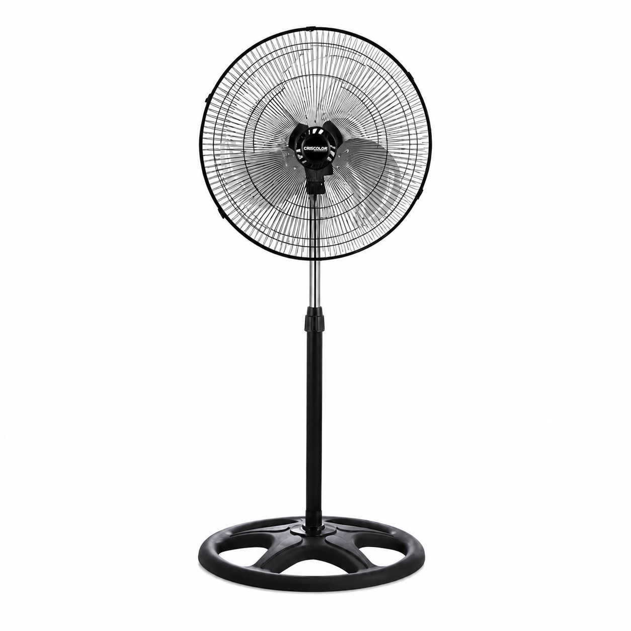 CRISCOLOR - Ventilador de pie 18 pulgadas (43 cm) oscilante 90° con 3 velocidades ajustables, altura regulable hasta 130 cm y diseño estable en color negro para hogar y oficina