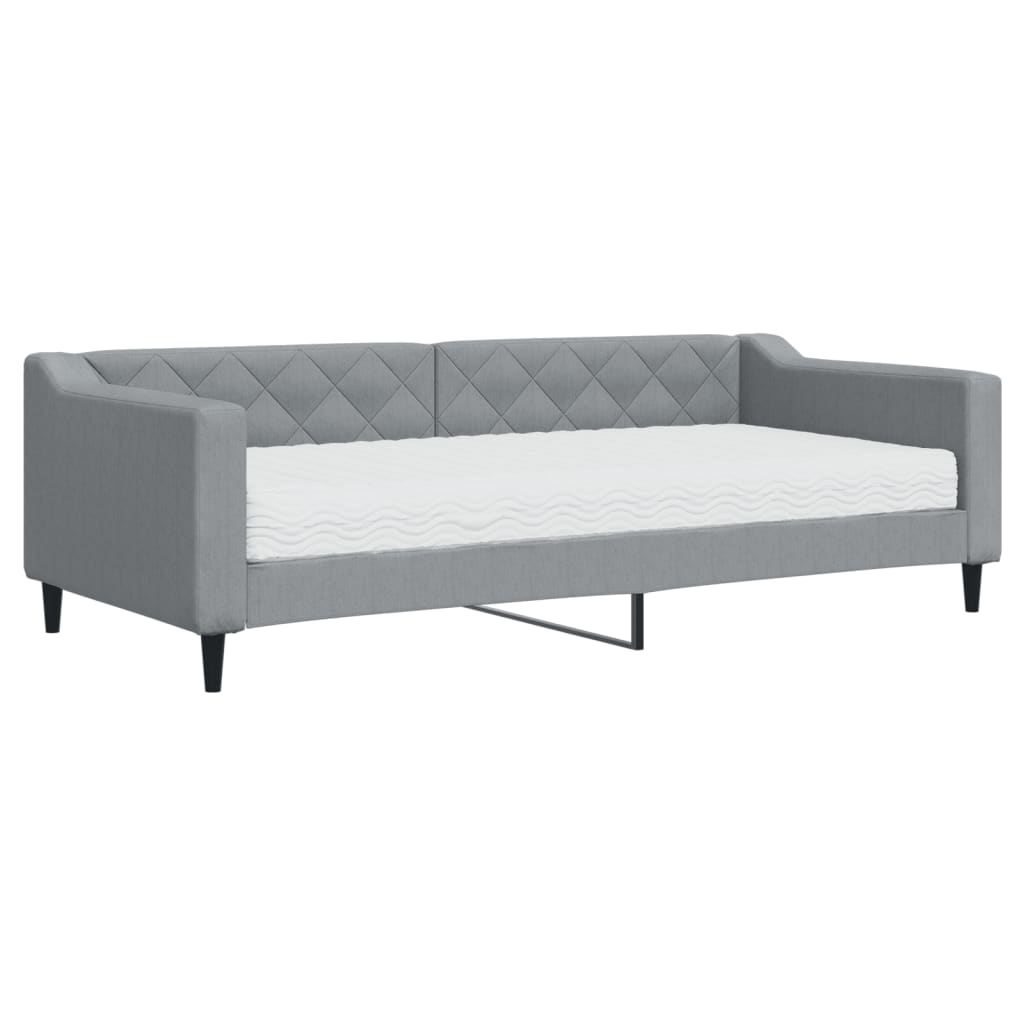 vidaXL Sofá cama con colchón tela gris claro 90x200 cm