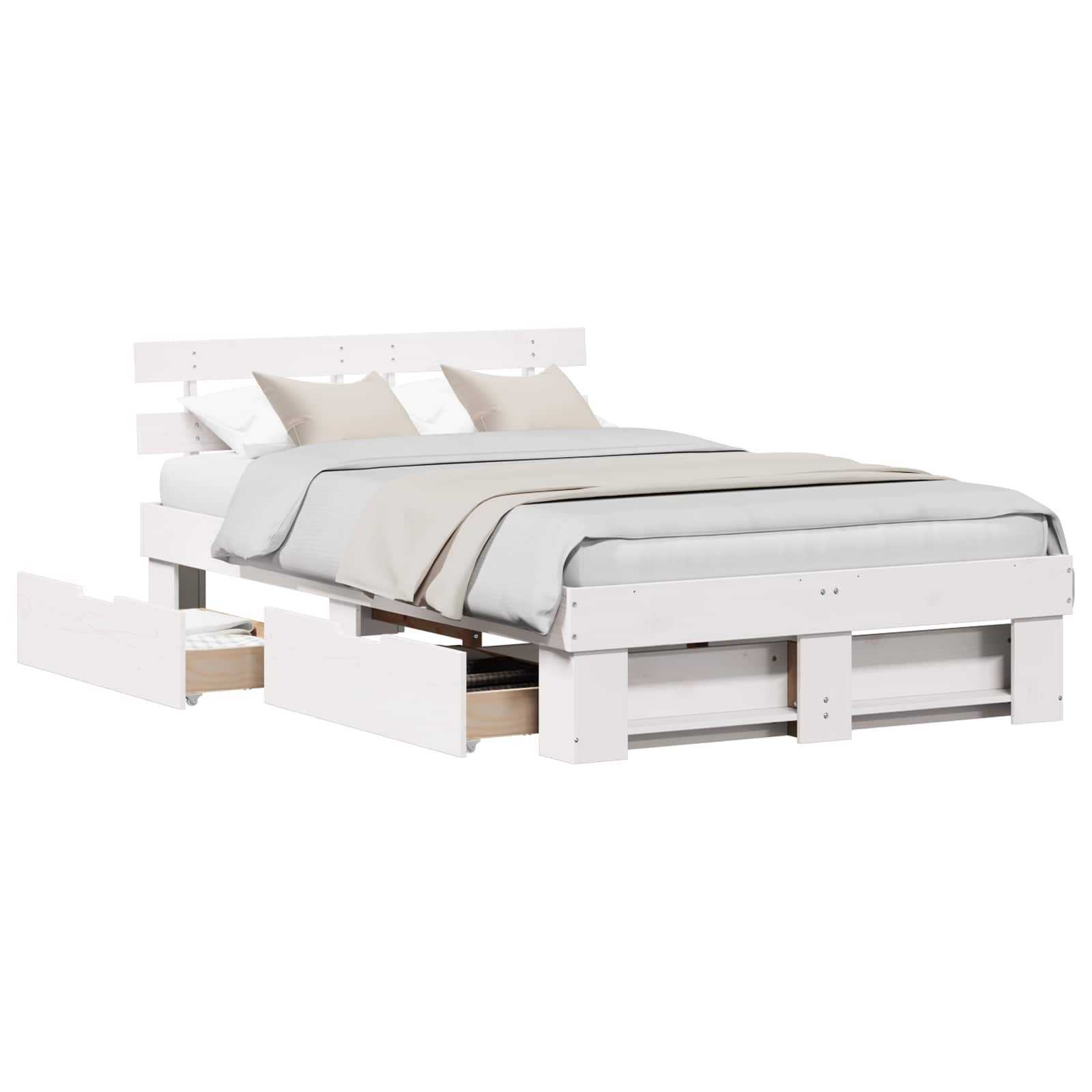 vidaXL Estructura de cama con cabecera con cajón Madera de pino macizo Cama Multitalla