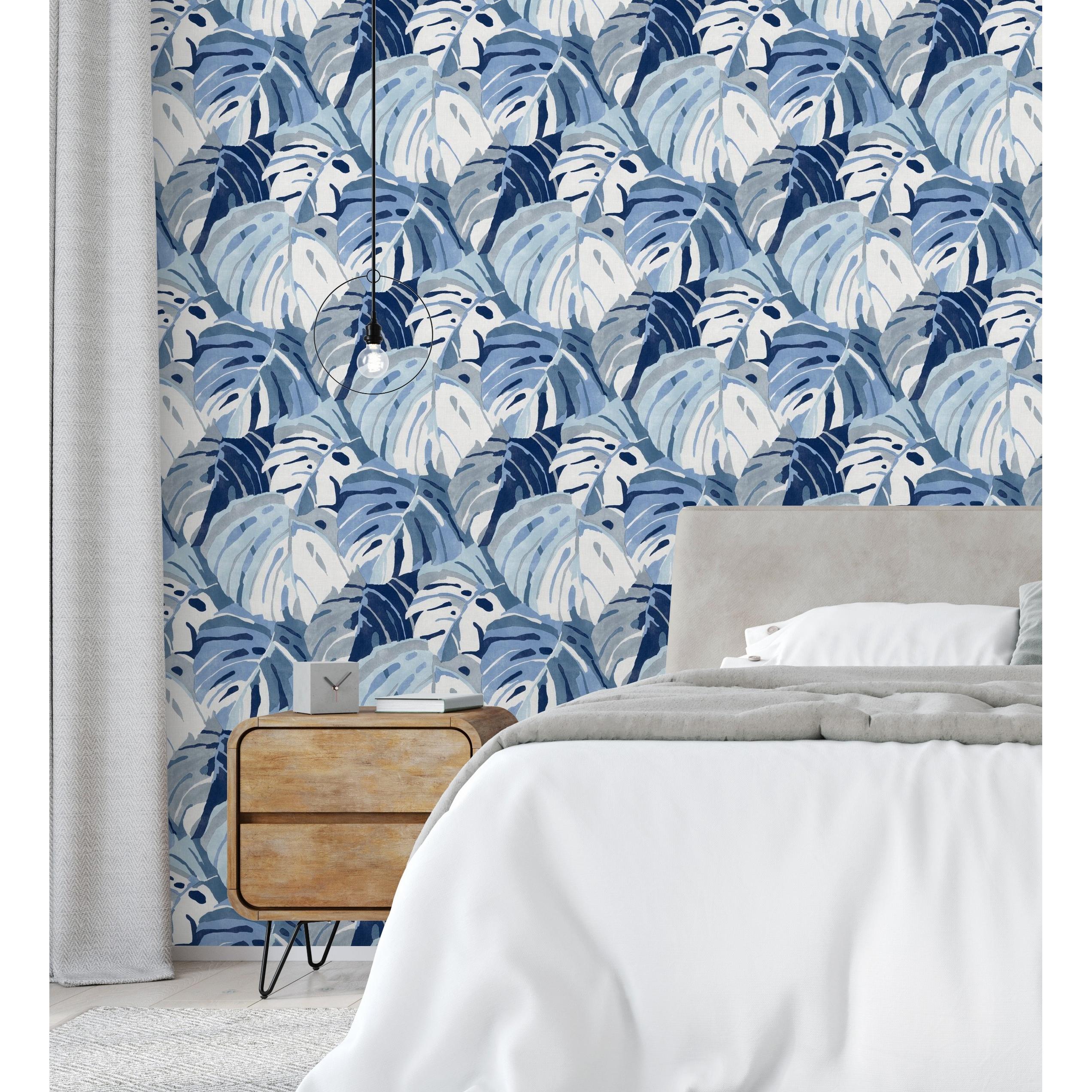 Papel pintado vinílico ecológico hojas tropicales azules - Tropical Island 680772 de GAULAN - Rollo de 10 m x 0,53 m