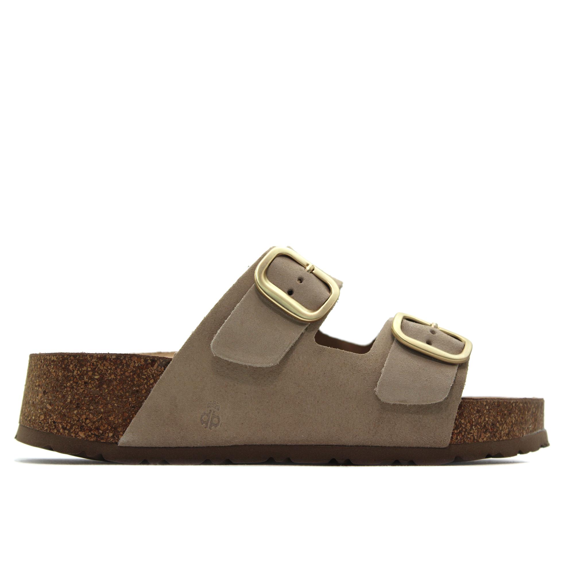 Yokono WIWI-003 Zueco con plataforma de corcho,sandalias de pala,piel,ante,dos cierres con hebilla, para señora