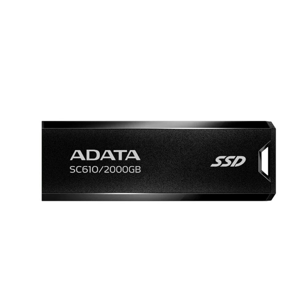 ADATA - Disco duro externo SSD SC610 de 2 TB con USB 3.2 Gen 2, lectura hasta 550 MB/s, diseño ultracompacto negro y resistente a golpes