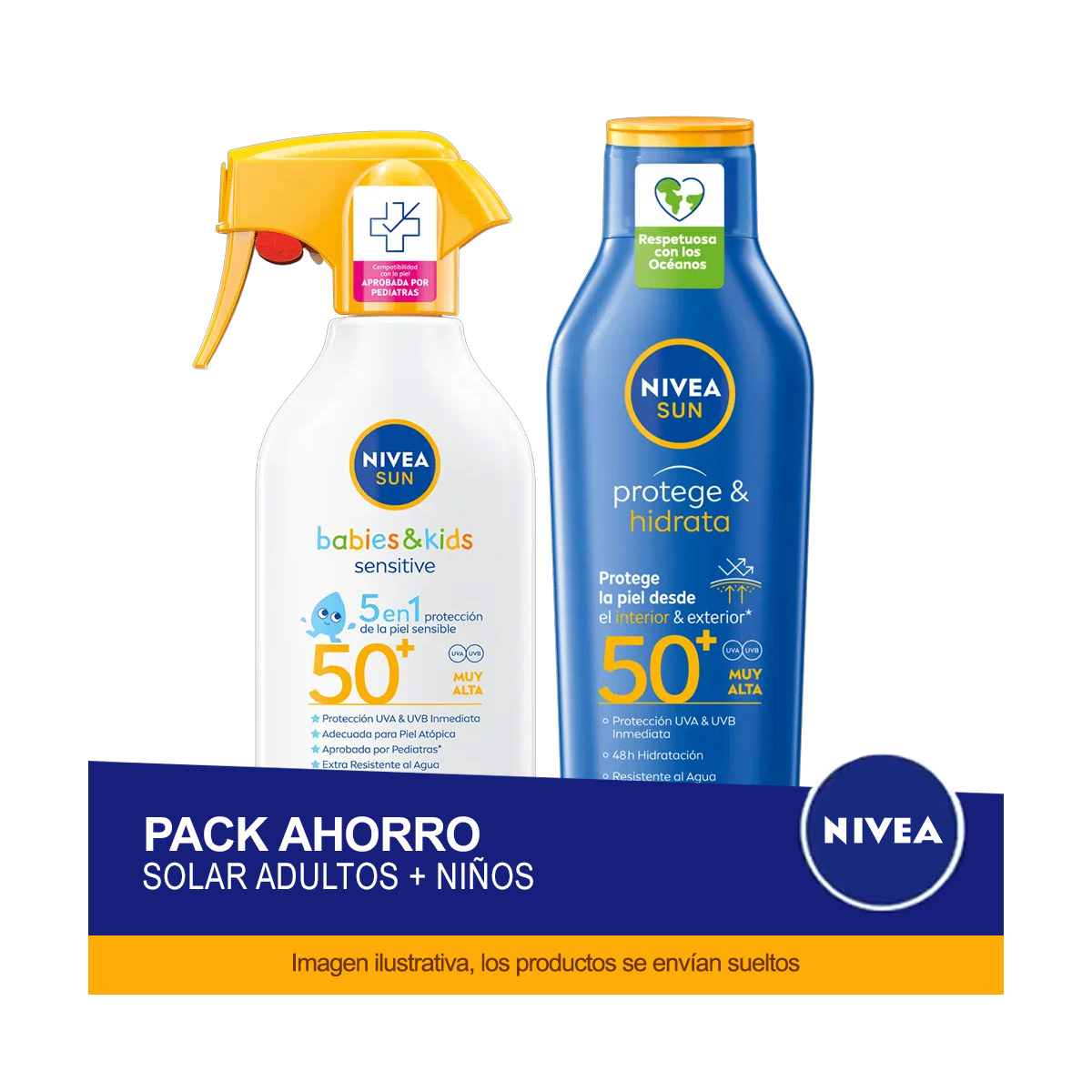 NIVEA SUN Pack ahorro protector solar - Contiene crema solar para niños + crema solar para adultos