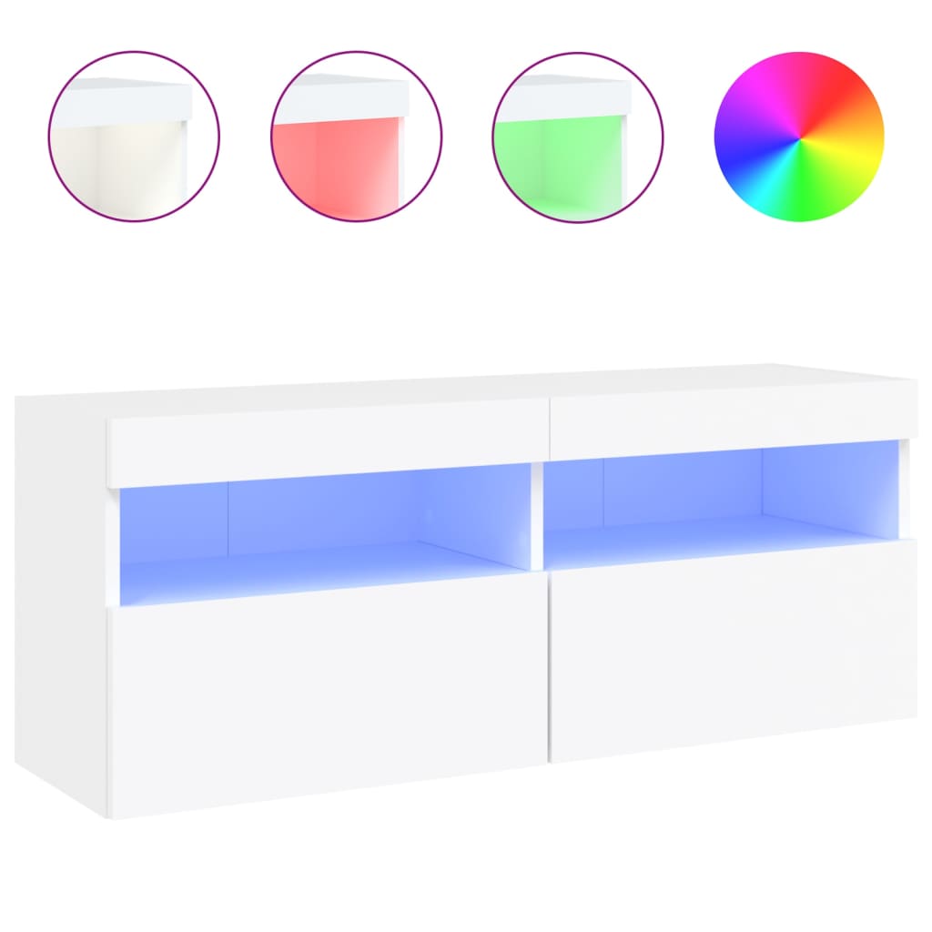 vidaXL Mueble de TV de pared con luces LED 100x30x40 cm, Mueble de Salon, Mueble TV, Mueble TV salon, Mesa de TV, Mueble tele