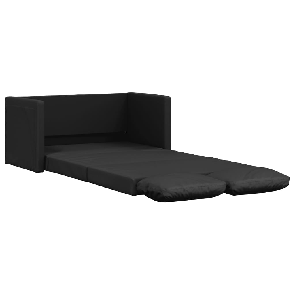 vidaXL Sofá cama de suelo 2 en 1 cuero sintético negro 112x174x55 cm