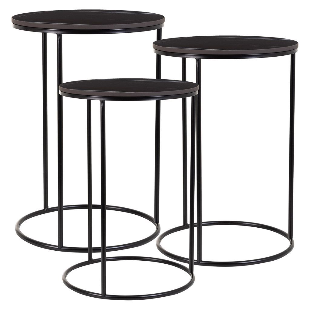 Mesas Set 3Pzas De Metal Negro 39x39x57cm, El mejor complemento para tu hogar