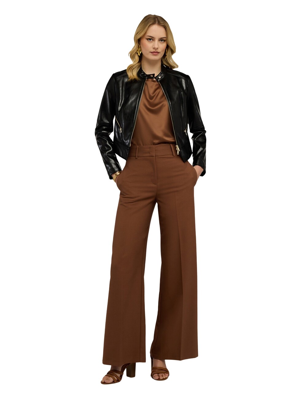 Motivi - Pantalones palazzo en tejido armaturado