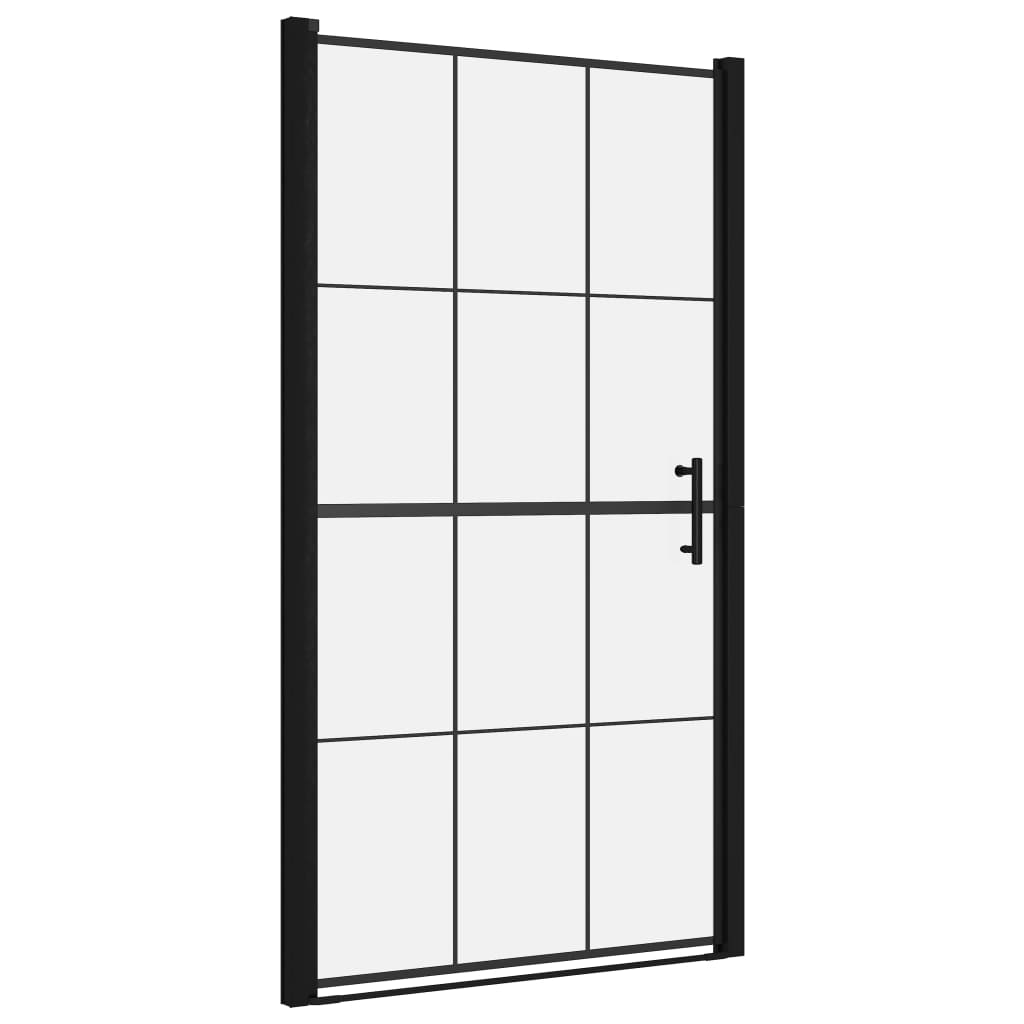 vidaXL Puerta de Ducha de Vidrio Templado Negro Cabina Baño Aseo Dimensiones 81 x 195 cm, 100 x 178 cm, 91 x 195 cm