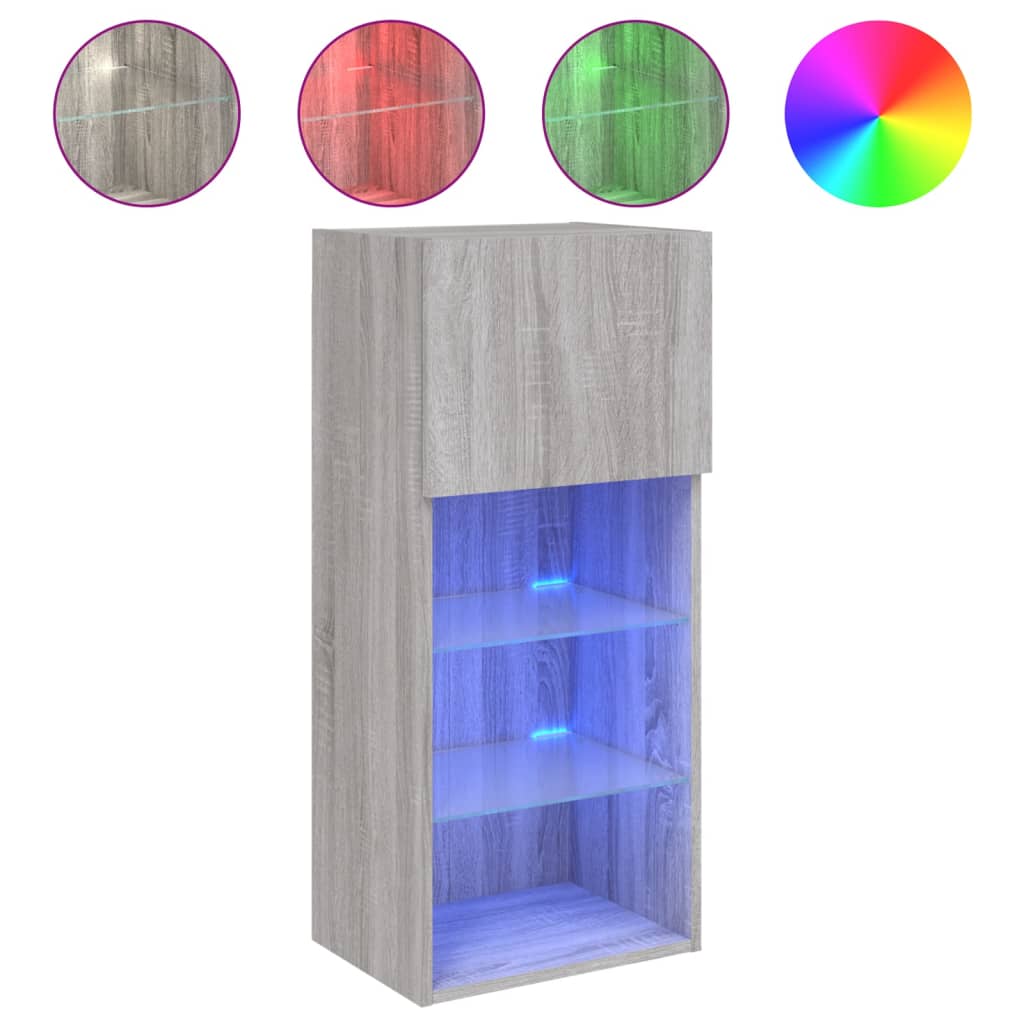 vidaXL Mueble para TV con luces LED gris Sonoma 40,5x30x90 cm