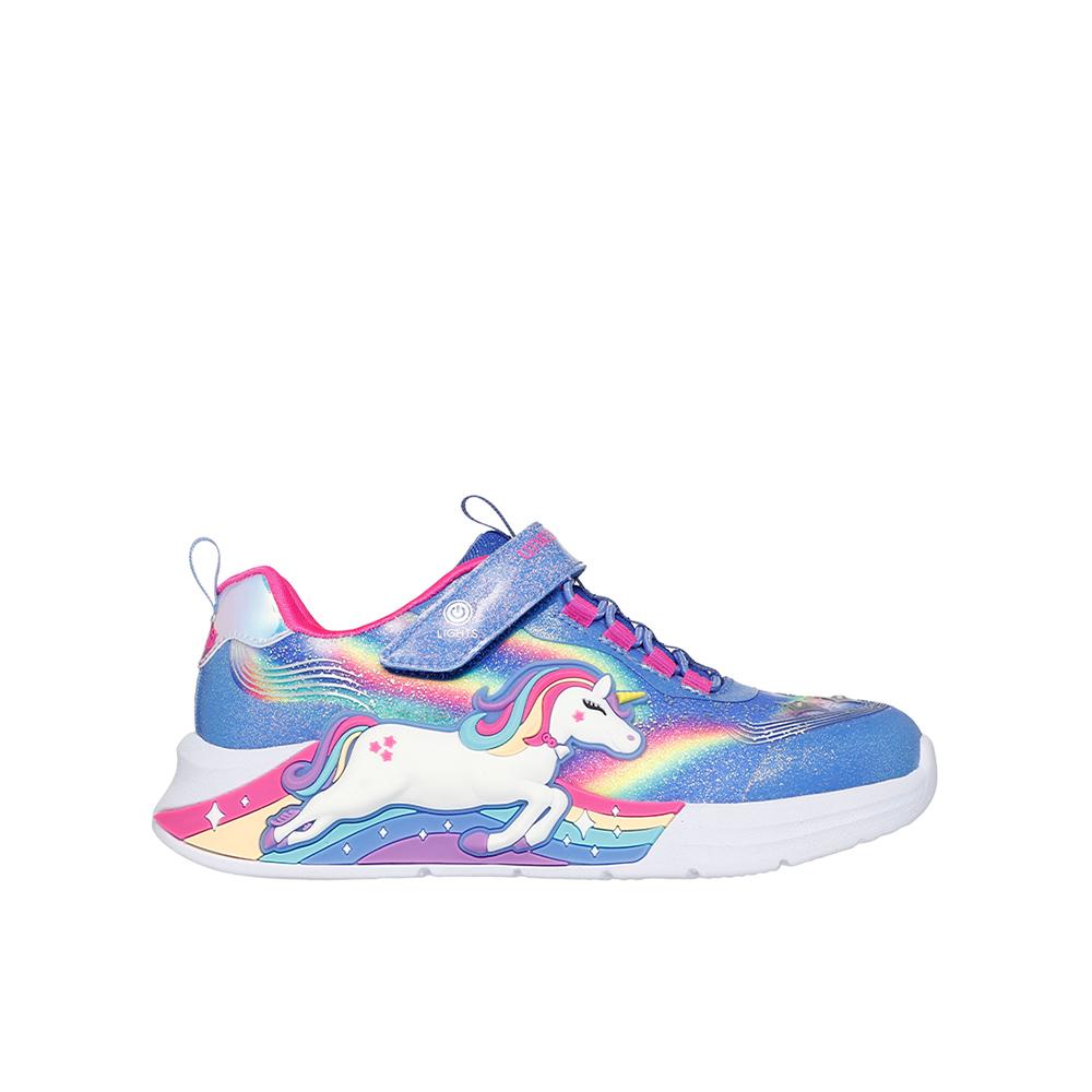 Skechers S-Lights: Unicorn Chaser Zapatillas para niña con velcro azules en sintético 86766