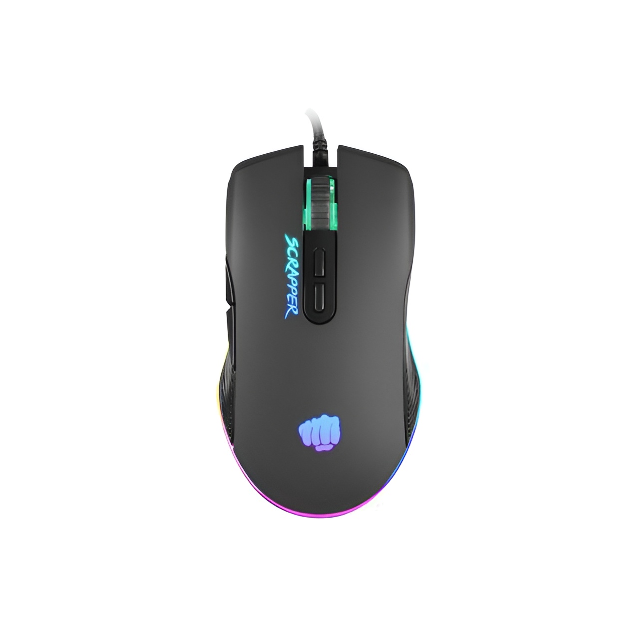 Natec Fury Scrapperr - Ratón Gaming USB Óptico 6400 Dpi 7 Botones Retroiluminación RGB Liviano con Software Negro
