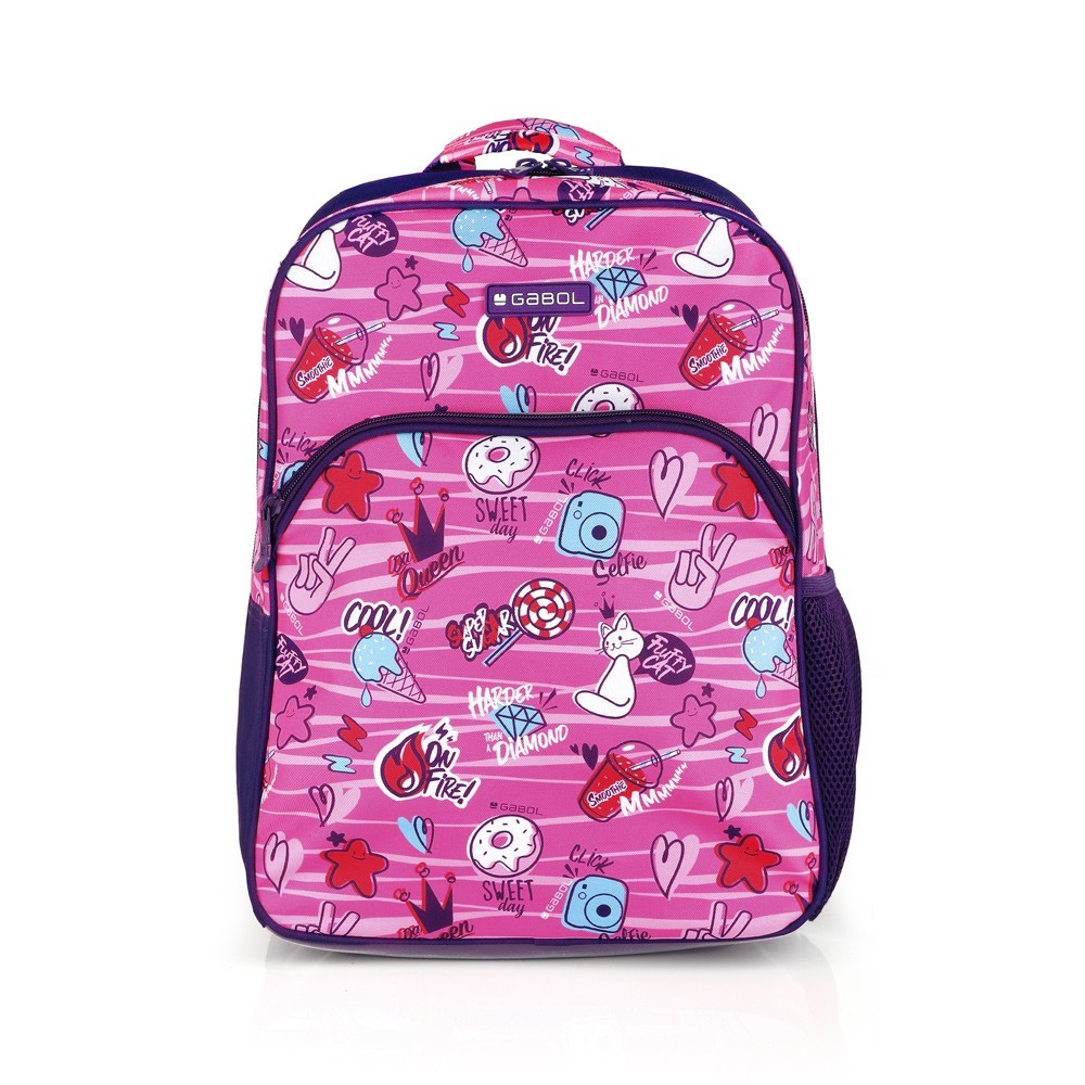 Mochila Gabol Sticker Escolar Rosa 30x40x12 Cm