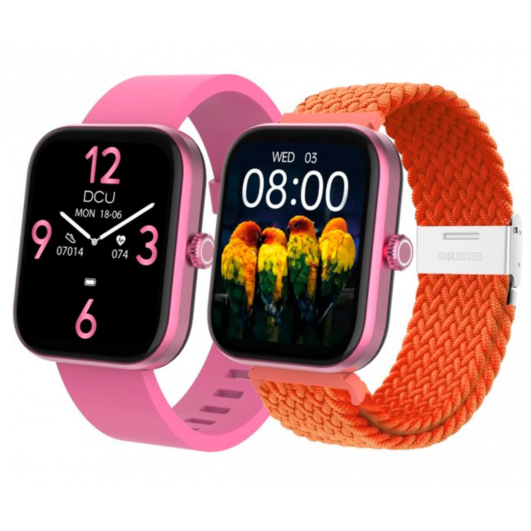 Reloj SmartWatch DCU LOS ANGELES | 1,8" Pulgadas, Táctil, Monitor Cardíaco, Pantalla táctil, ROSA + NARANJA