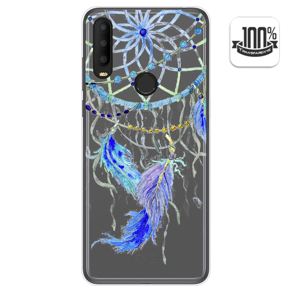 Tumundosmartphone Funda Gel Transparente para Alcatel 3X 2020 diseño Plumas Dibujos