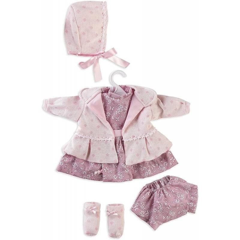 CONJUNTO BEBE TRAJE FLORES Y CHAQUETA ROSA 50CM. DE BERBESA