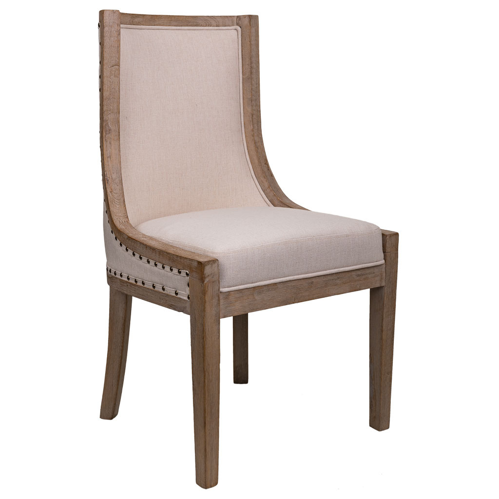 WANDERLUST DECO Silla de madera tapizada color crema 54x59x50/97h cm.Tiene 1 puerta