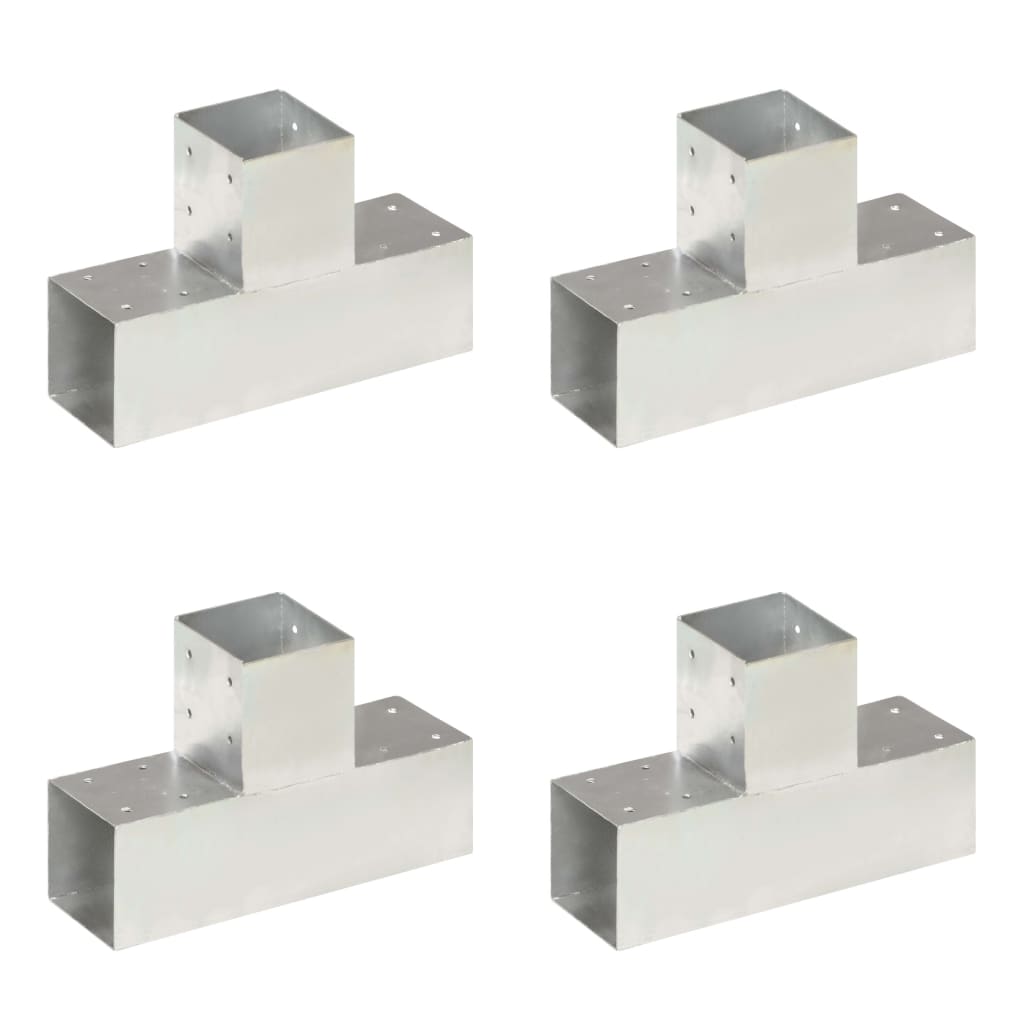 vidaXL Conectores de Postes en T Metal Galvanizado (4 unidades) Soporte Jardín Dimensiones 71 x 71 mm,  81 x 81 mm,  91 x 91 mm y mas