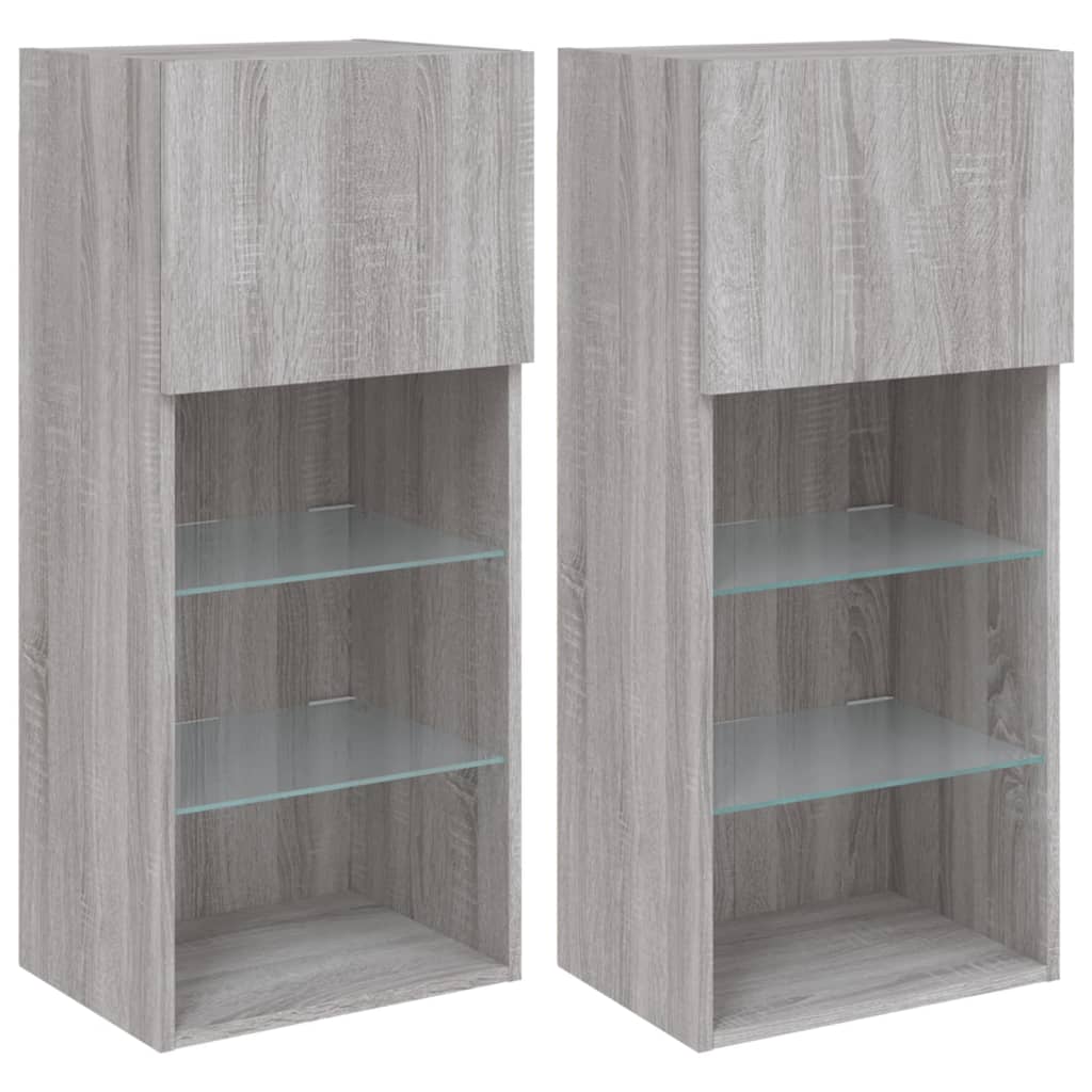 Vidaxl Muebles para TV con Luces LED 2 Uds 40,5x30x90 Cm