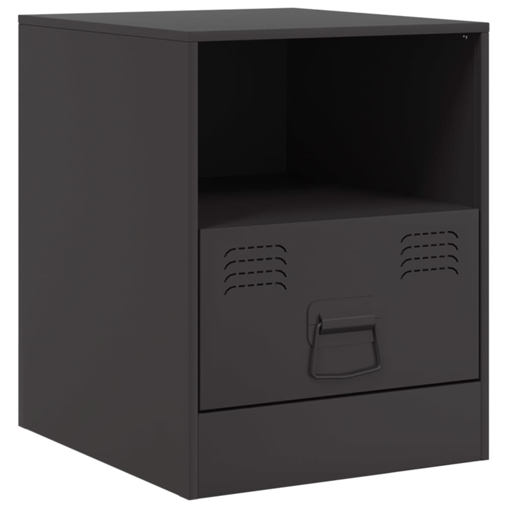 Vidaxl Mesita de Noche Estudio Acero 34,5x39x44 Cm Negro