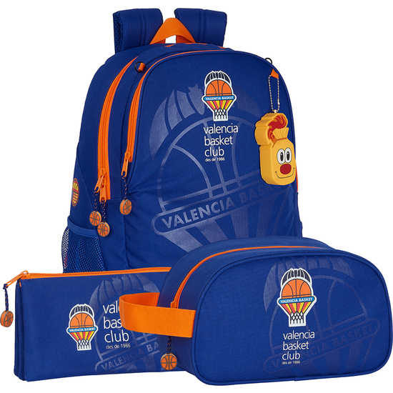SAFTA - Pack 3 Piezas VALENCIA BASKET Mochila- Estuche y Neceser VALENCIA - Mochila- Estuche y Neceser Diseño Único y Licencia Oficial VALENCIA