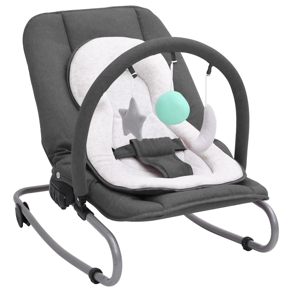 vidaXL Hamaca Mecedora para Bebés de Acero Marino Columpio Cuna Niños Color Azul marino,  Antracita,  Gris claro y mas