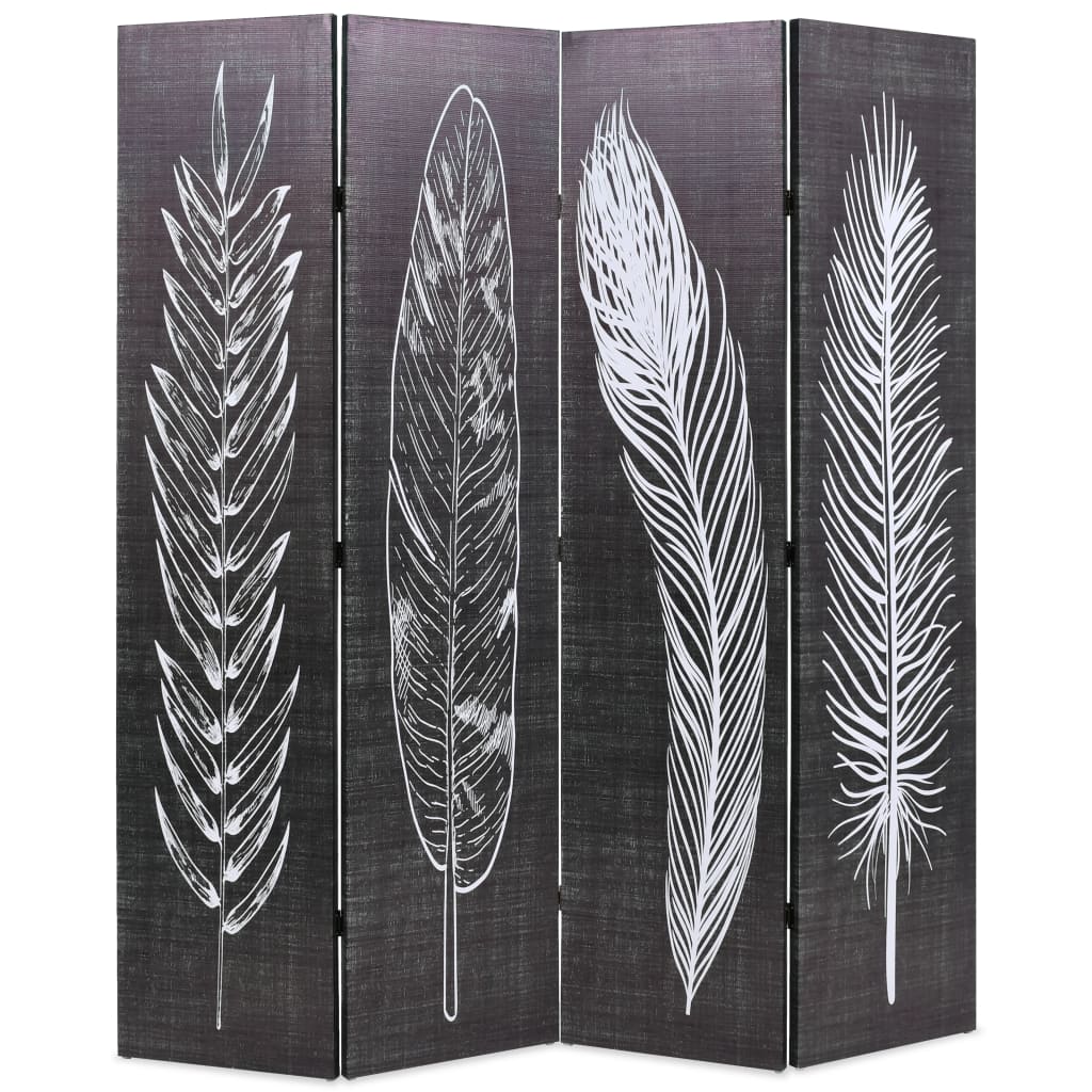 vidaXL Biombo divisor plegable plumas blanco y negro en dimensiones 228 x 170 cm/160 x 170 cm/200 x 170 cm y más