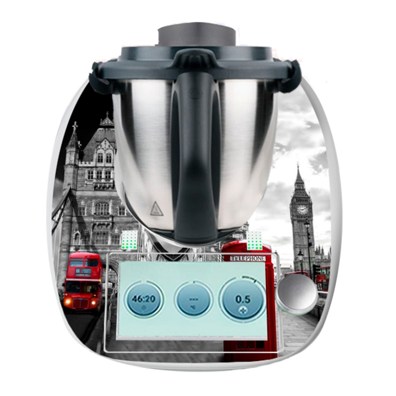 APCym Vinilo Adhesivo para Máquina Cocinar Thermomix TM6 Modelo LONDRES. Tabla Deslizante 60x30cm OPCIONAL.