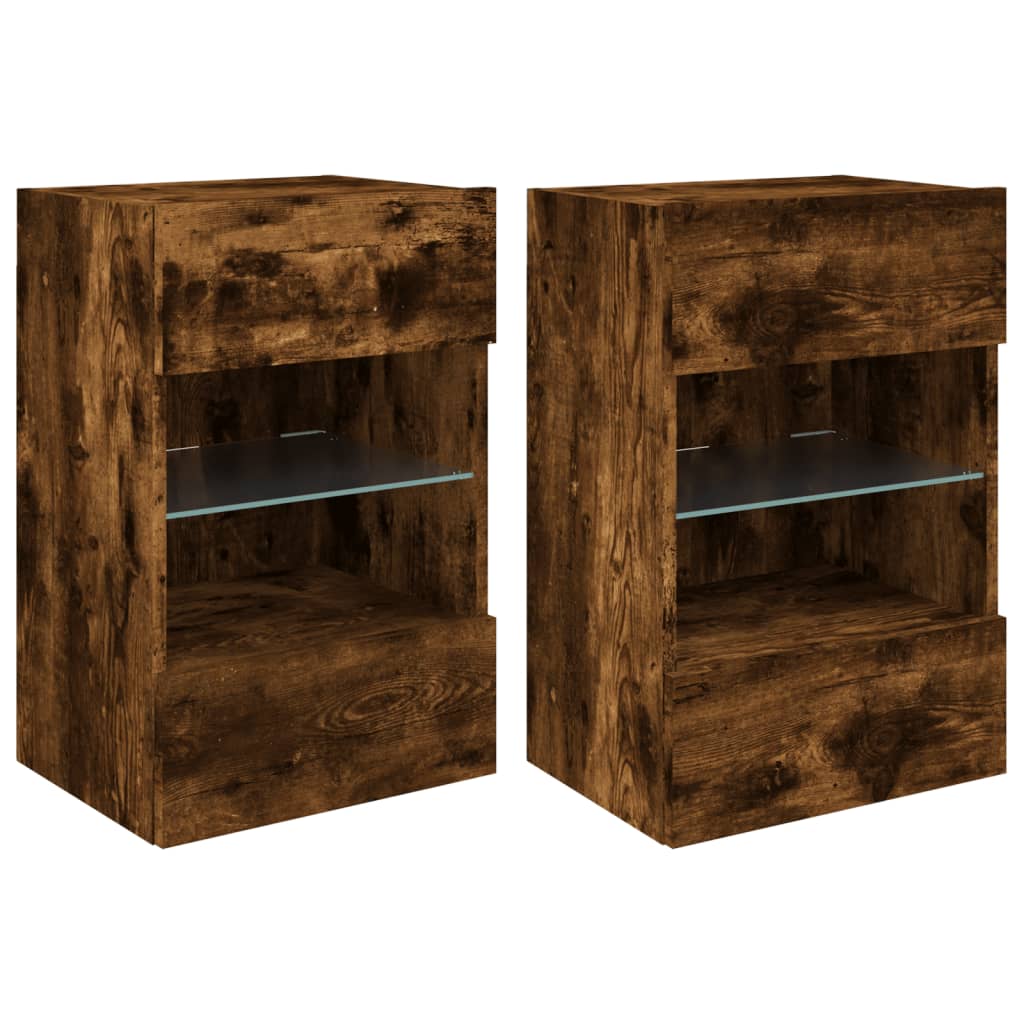 Vidaxl Muebles TV Pared Luces LED 2 Uds 40x30x60,5 Cm