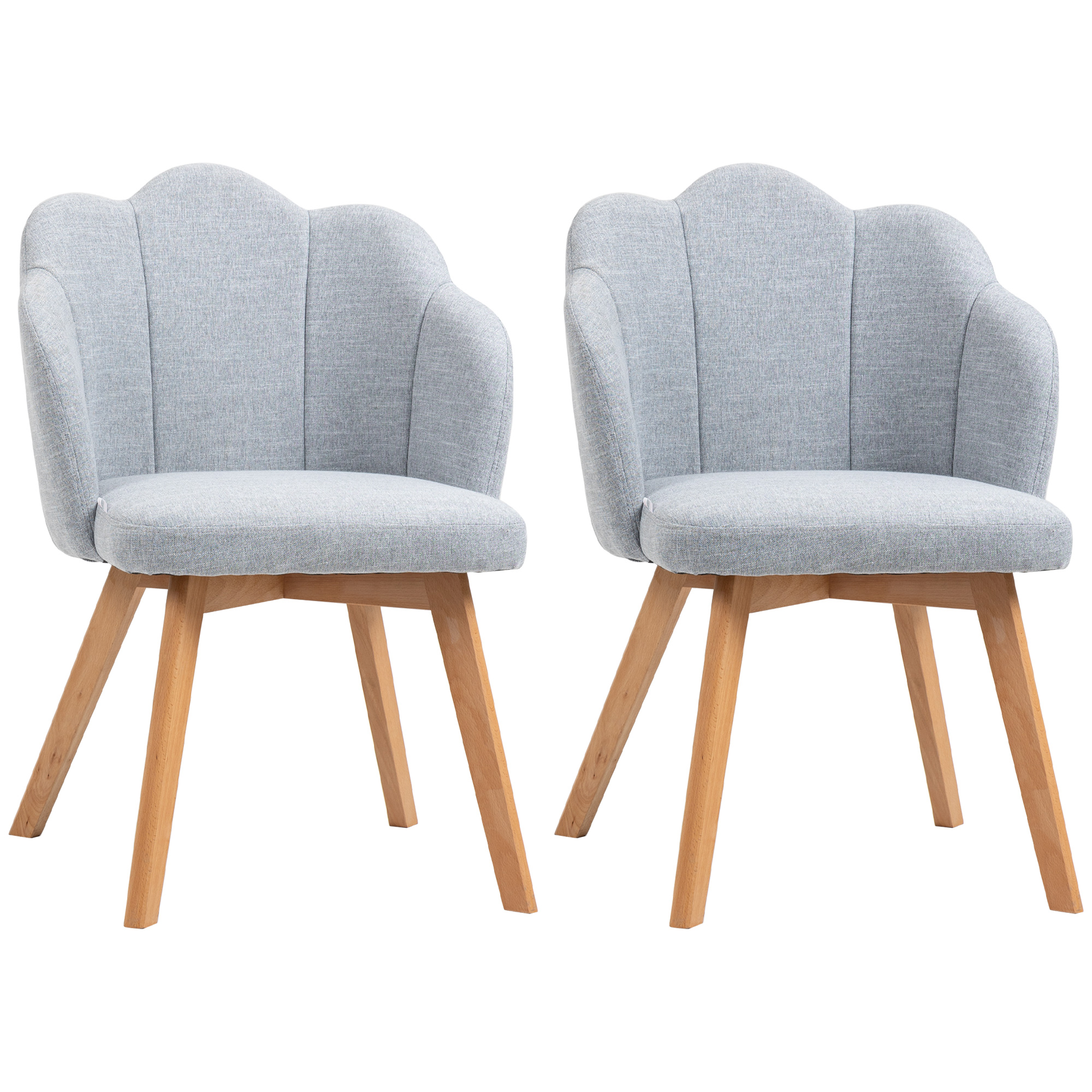 HOMCOM Sillas de Comedor en Forma de Flor Set de 2 Sillas de Cocina con Asiento y Respaldo Acolchado Estilo Moderno Carga 120 kg 58x60x82 cm Gris