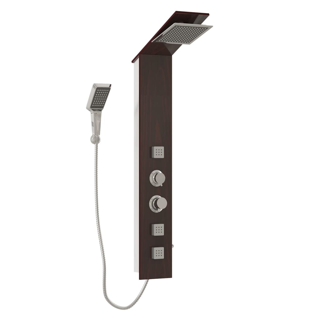 vidaXL Sistema de panel de ducha vidrio marrón