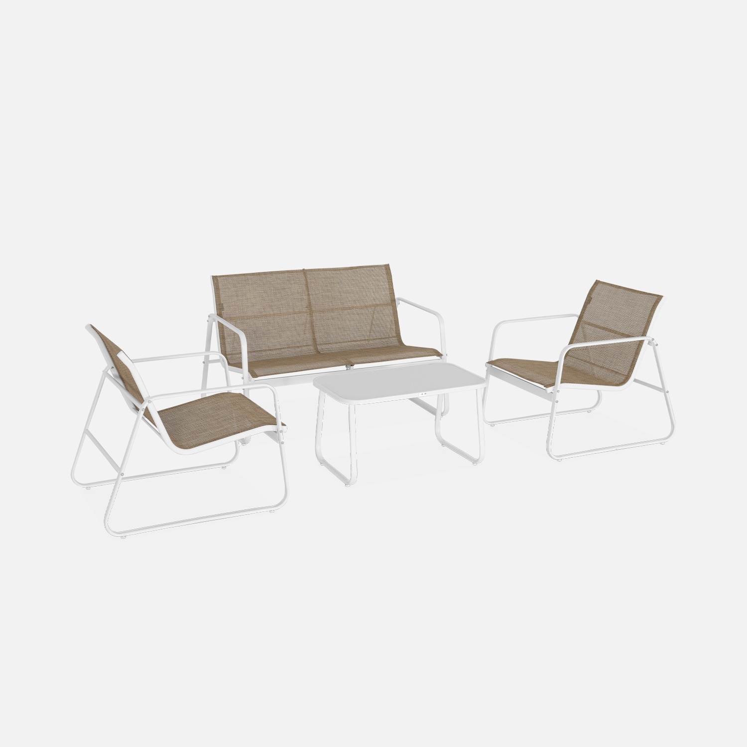 sweeek - Conjunto de jardín de metal , 4 plazas , Silvi , 77x114x76