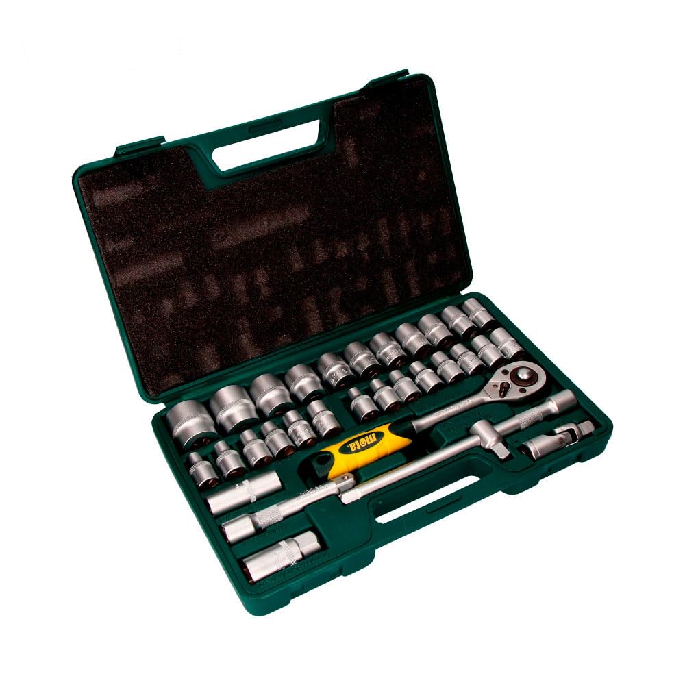 juego 32 pcs de bocallaves y accesorios de 1/2  cromo vanadio ek602 mota