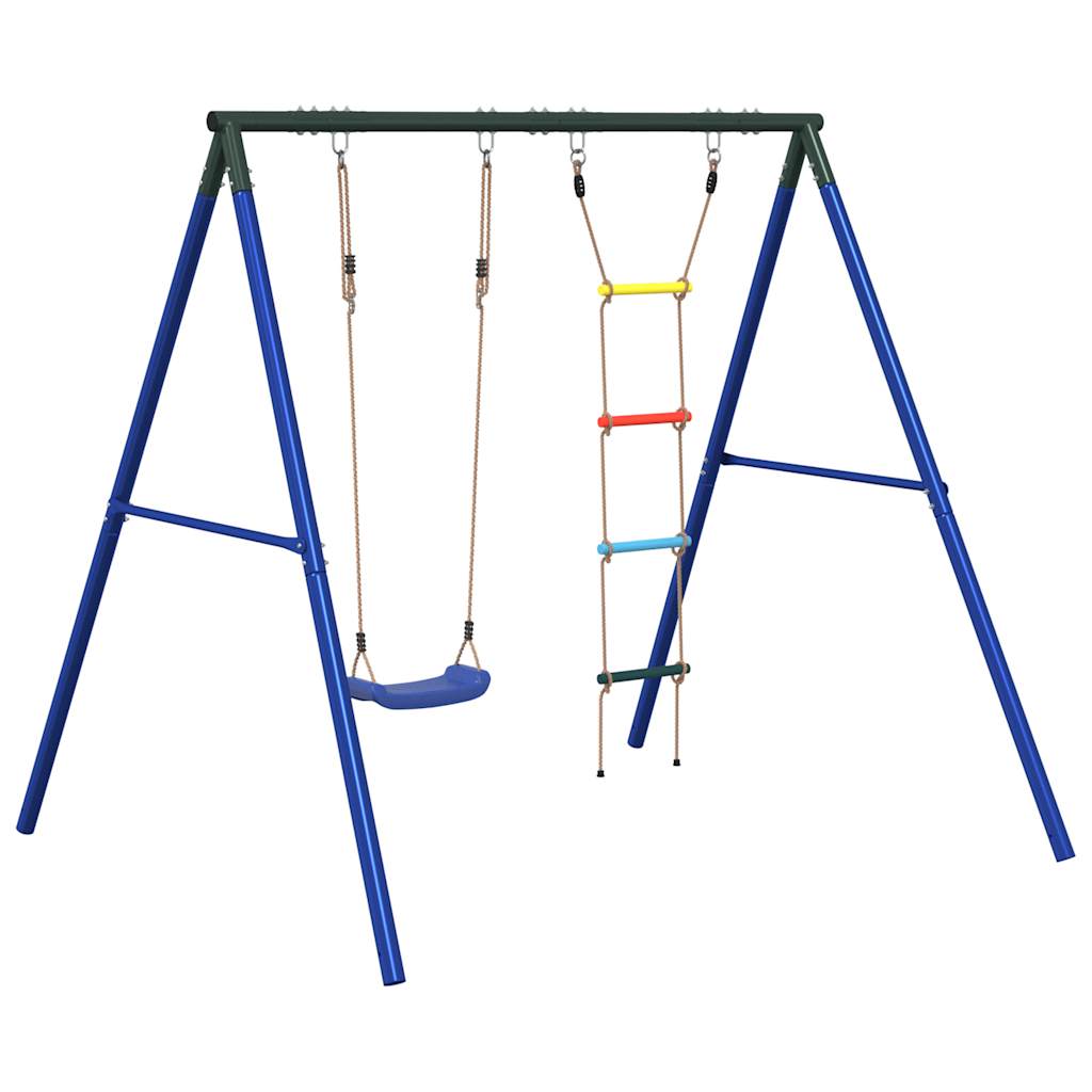vidaXL Juego de columpios de exterior con columpio y escalera Color Rojo,  Azul, y mas