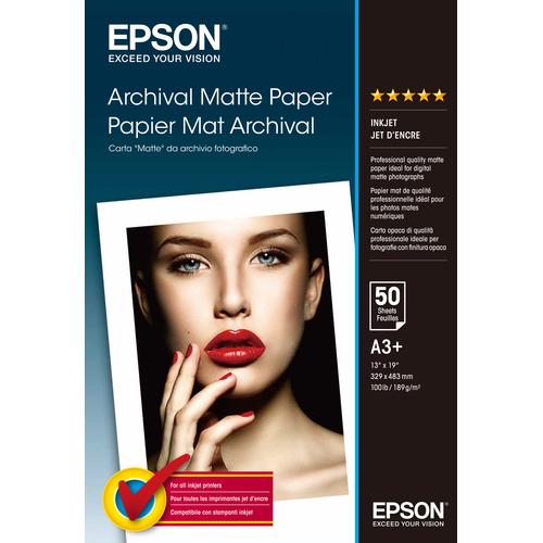 Epson Archival - Papel - papel mate - Super B (330 x 483 mm) - 192 g/m2 - 50 piezas C13S041340